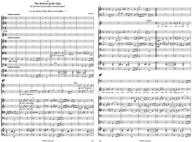 Aaron Glast: Orchestrierung der Beggar's Opera von Pepusch (Partitur-Seiten 137f.)