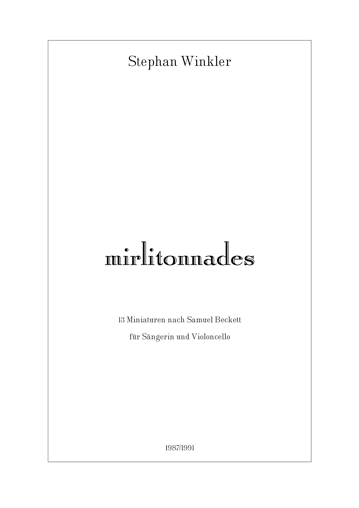 mirlitonnades (Titelseite)